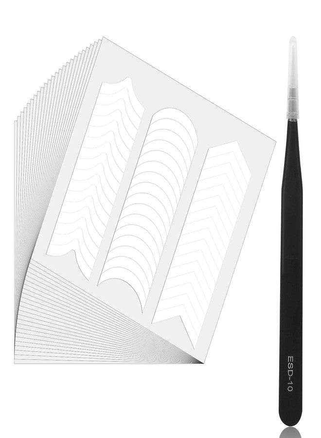 Eldraqth French Nail Self-Adhesive Stickers, 1152pcs 24 Sheets French Manicure Strips Tip Nail Stickers for Nails Art Designs Self Adhesive Sticker Tips for Manicure Decoration DIY 3 Moon Shape Design - Image 1